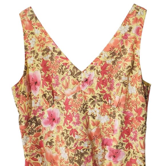 Ann Taylor Loft Floral Dress Size 14 Linen Blend Colorful Sleeveless Lined Women - Picture 5 of 10